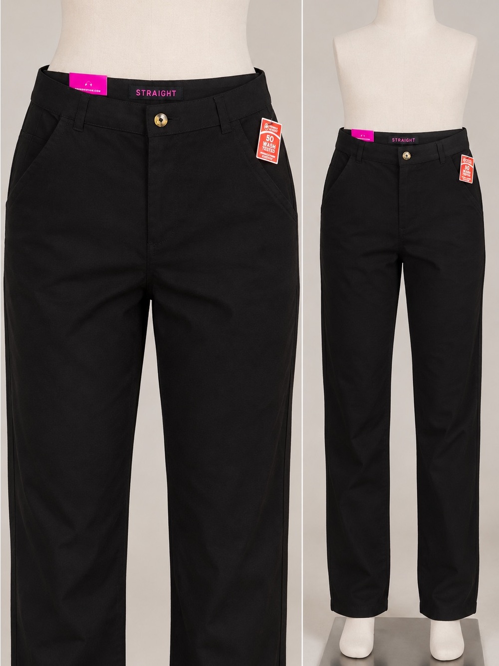 French Toast Black Straight Chinos